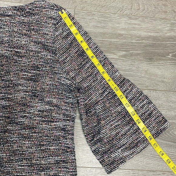 LOFT Boucle Textured Bell Cuff 3/4 Sleeve Top Multicolored L - Picture 10 of 16